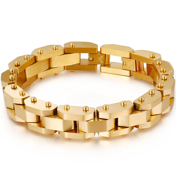 Gold Color Золотой черный мужской браслет из нержавеющей стали лучшие друзья повязки Мужские украшения аксессуары 15 мм Толстые браслеты дружбы на цепочке - Окраска металла: Gold Color
