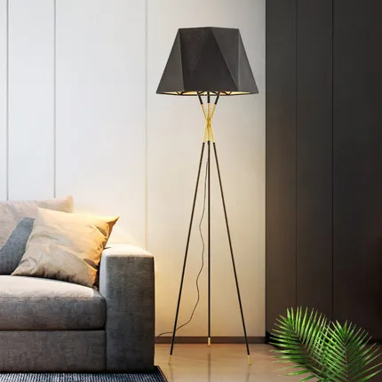 

Modern Simple Black Geometric Floor Lamp Luxury Bedroom Study Standing Light American Living Room Home Deco Learing Floor Lamp