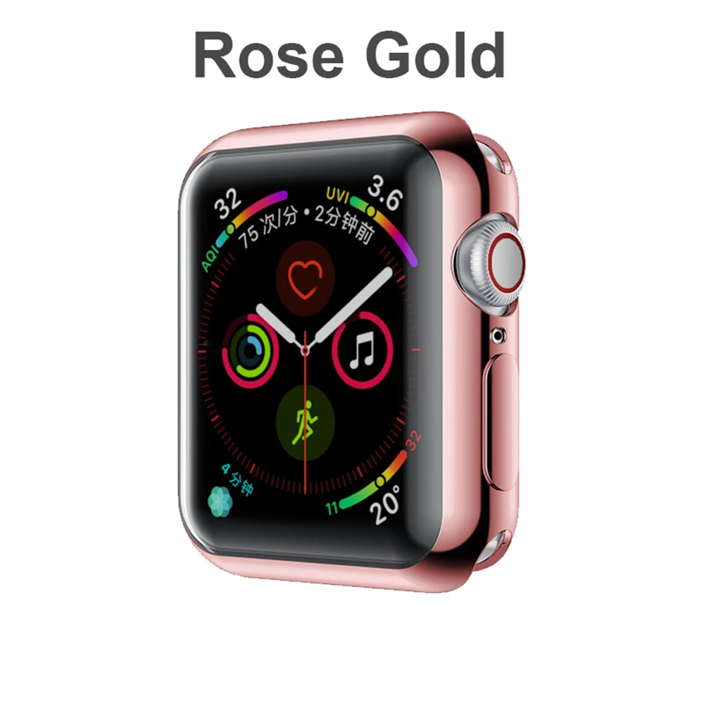 Модный 360 градусов Тонкий чехол для часов Apple Watch 3/2 42 мм 38 мм чехол мягкий прозрачный TPU протектор экрана для iWatch 4 44 мм 40 мм - Цвет: Розовое золото