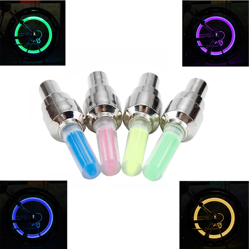 Fashion 4 colors LED Bike light mountain road bike bicycle lights LEDS Tyre Tire Valve Caps Wheel spokes LED Light Dropshipping