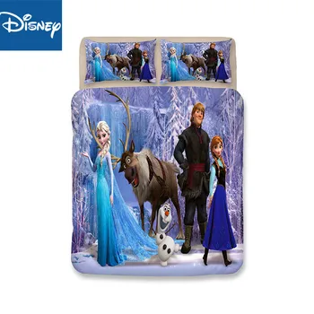 

Frozen Anna Elsa Bedding Set Queen King Size Bed Set Children Girl Duvet Cover cartoon bule Bedding Sets 100% Polyester 3/4 Pcs