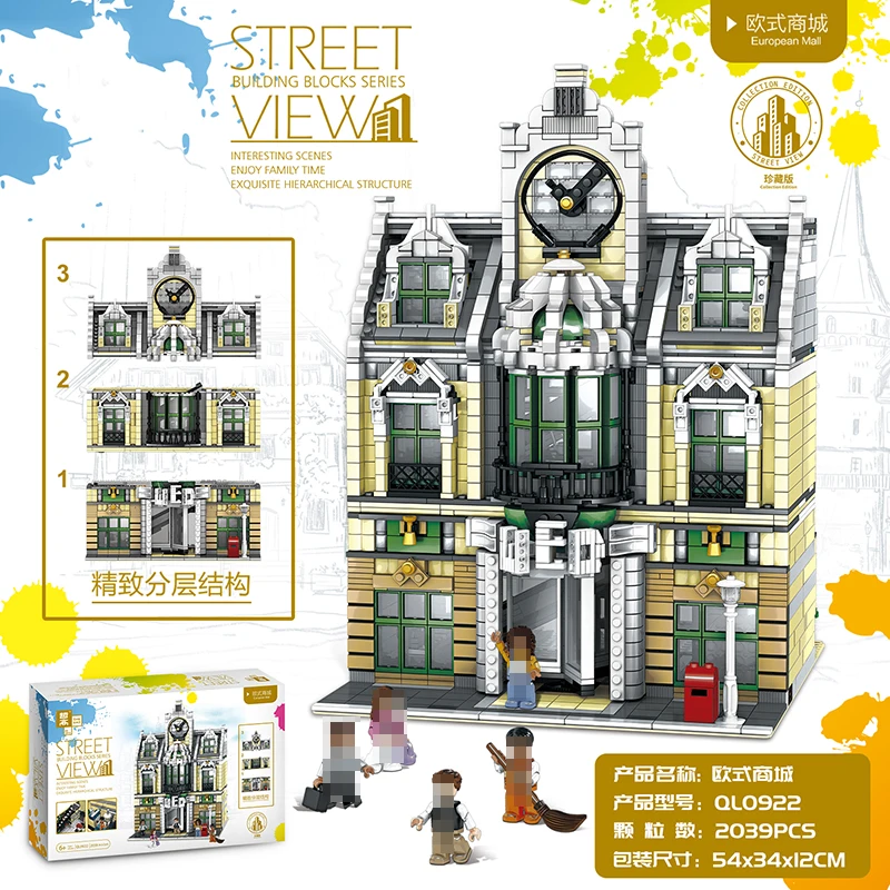 

In Stock ql0922 MOC 2039PCS City Streetview Series The Grand Emporium Building Kits Blocks Bricks Kids ql0924 ql0920