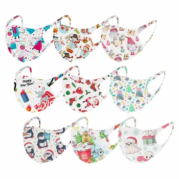 

1Pcs Neutral Children Christmas Animal Cloth Print Face Mask Block UV Washable Outdoor Breathable Face Masks mondkapje wasbaar