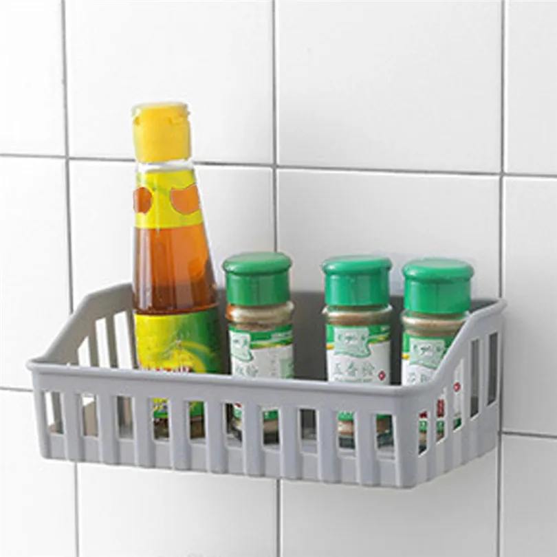 Kitchen Bathroom Wall Storage Shelf Hanging Rack Corner Basket Holder Bathroom Storage Organizer Shelves #4d13 (1)