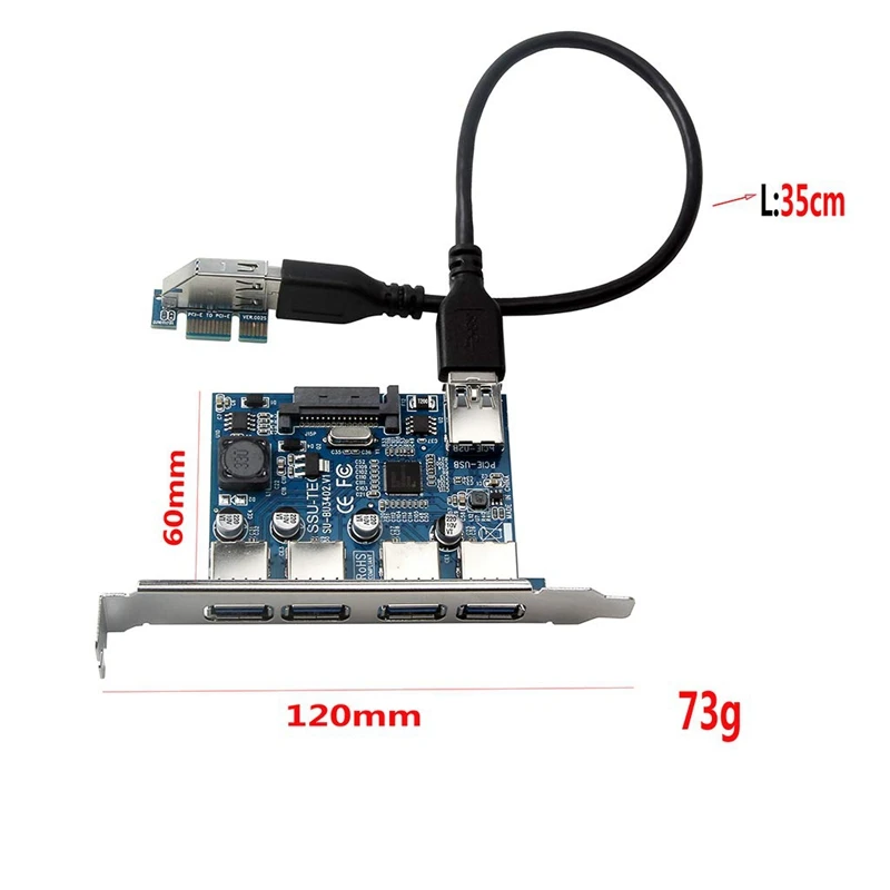 Четыре порта Usb 3,0 Супер быстрая 5 Гбит/с Pci-E Плата расширения Pci Express адаптер конвертер карта блок питания для настольного ПК