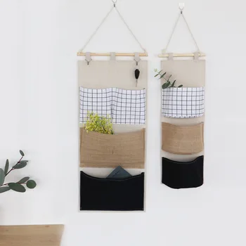 

Wall Hanging Storage Bags Cotton Linen Closet Children Room Organizer Pouch for Toys Books Cosmetic Sundries Container Organizer