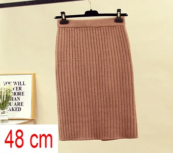 Brick red 48cm Весна осень юбки сексуальные шикарные юбки карандаш Женская юбка шерсть ребра вязанная длинная юбка посылка бедра разрез до талии миди юбка макси - Цвет: Brick red 48cm