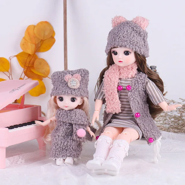 1/6 12Inch BJD Doll +6 Inch Joints Dolls For Gilrs Gift Pretty Parent-child Combination BJD With Clothes Full Set Birthday Toys 4