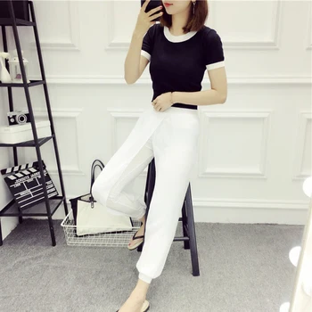 

New Ladies Wide Leg Loose Casual Pleated Chiffon Capri Palazzo Pants Women's Elastic Waist Solid Color Pants Fashion Trousers