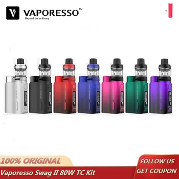 

Original Vaporesso Swag 2 80W Kit 18650 TC Box Mod with 3.5ml NRG PE Tank GT Ccell & Mesh Coil AXON Chip VS Gen Voopoo Drag Kit
