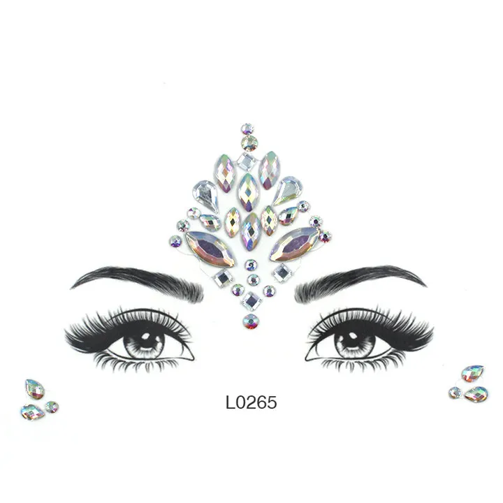 5  Acrylic Jewelry Stickers Colorful Rhinestone Face Stickers For Women Eyebrow Eye Masquerade Decor Resin DIY Drill Face Sticker