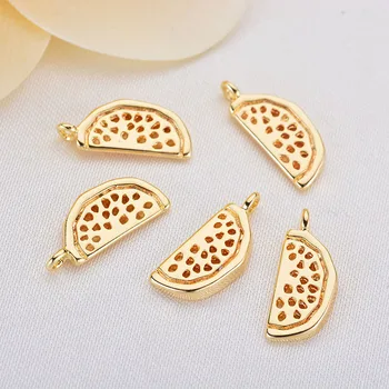 

(201) 10PCS 15x6MM 24K Gold Color Brass Watermelon Pendants Charms High Quality Diy Jewelry Findings Accessories