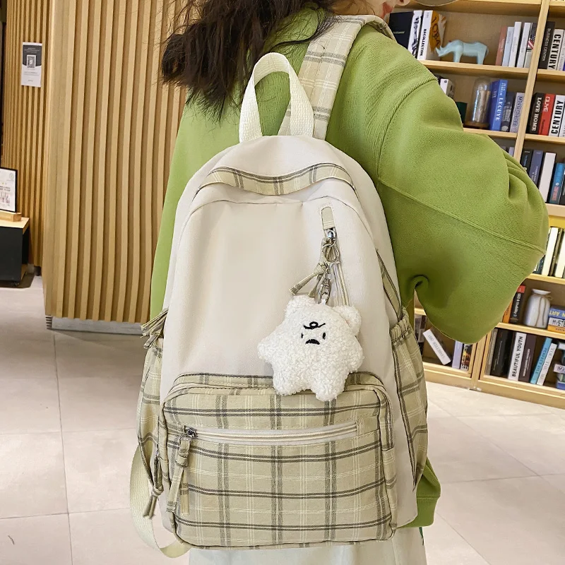 Cute Girl Lattice Travel School Bag Fashion Lady Kawaii Book Backpack  Trendy College Cool Female Plaid Backpack Women Laptop Bag - AliExpress