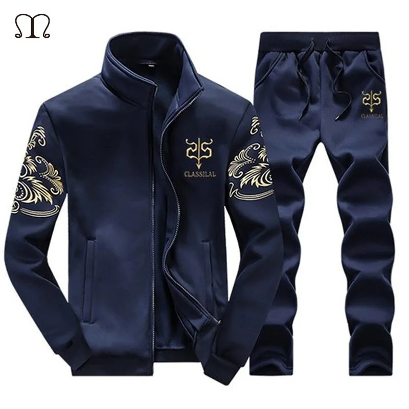 Dark Blue D38 Весенний теплый спортивный костюм с капюшоном для мужчин s, зимний мужской комплект Polerones Hombre, модный фирменный плотный спортивный костюм с флисовой подкладкой+ штаны для мужчин - Цвет: Dark Blue D38