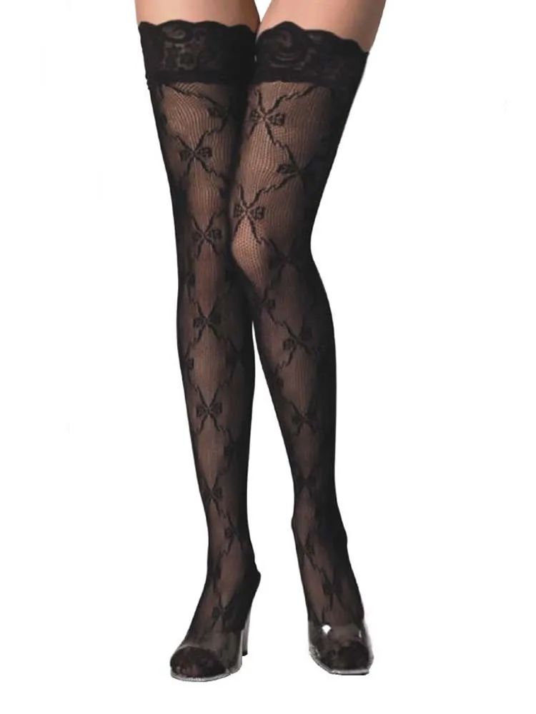 Sexy Lace Top Stockings Bow Frog 