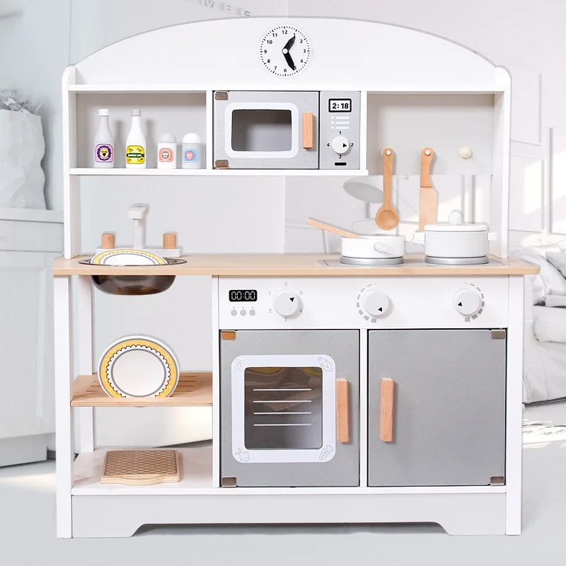 

Kid Kitchen Toy Simulation Kitchenware Wooden Toy Pretend Play Kitchen Cooking Game Toy Children's Birthday Gifts for Kids