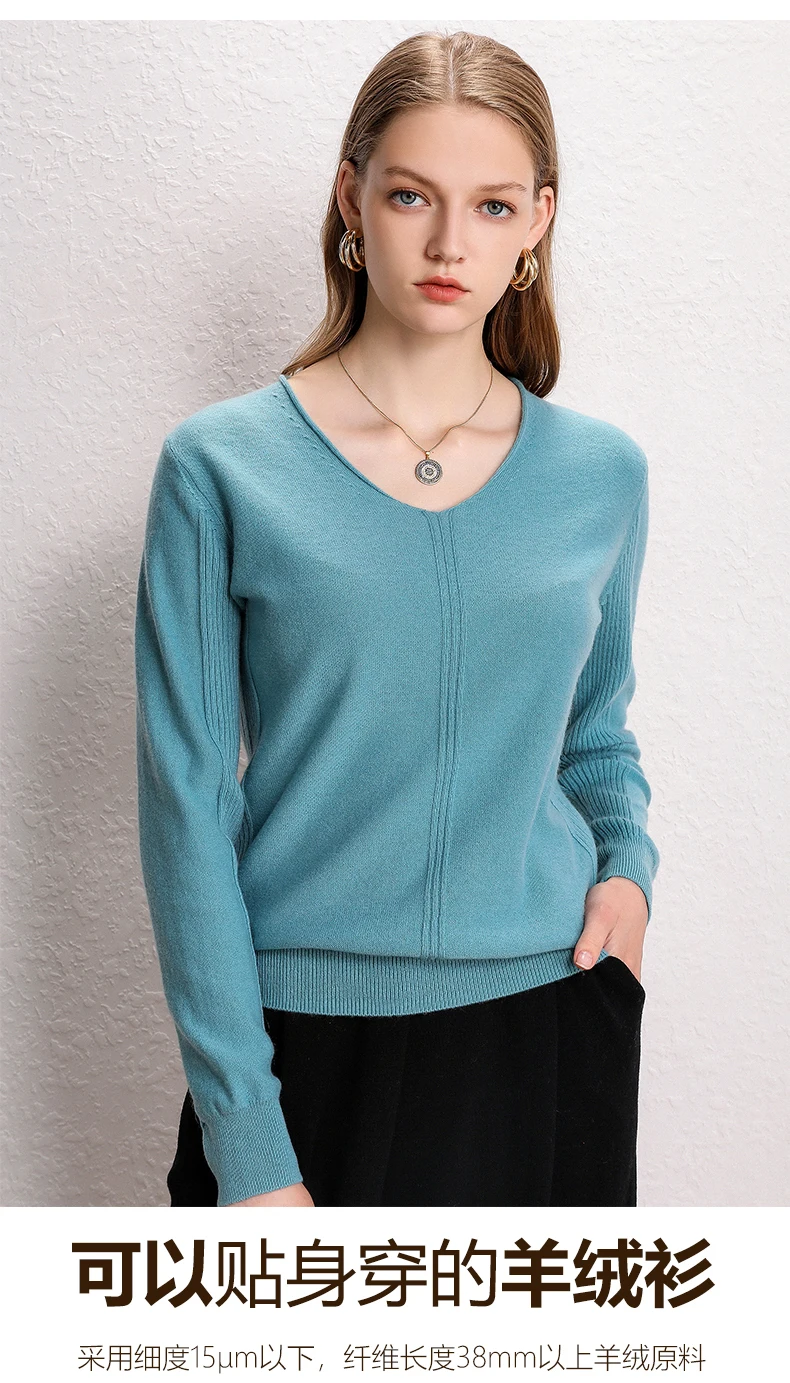 ALKMENE 19 autumn and winter V-neck sweater female 100%cashmere material sexy party short thin cashmere sweater curling pullover