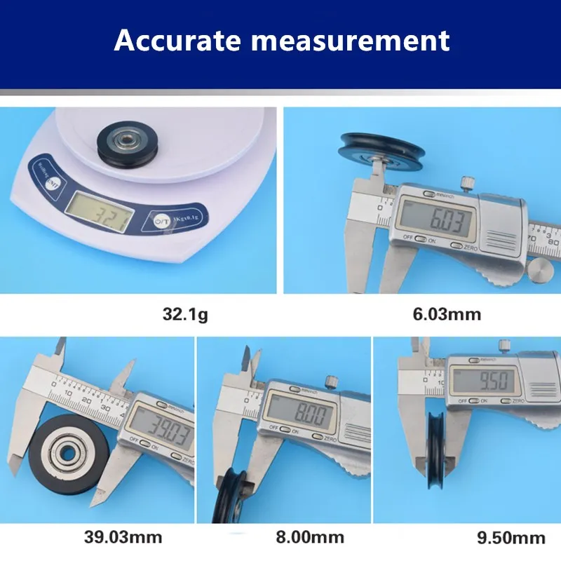 20 Stück U-Nut Kunststoffbeschichtetes Lager 608ZZ 6 * 39 * 8 mm POM-Rolle konkaves Rad mit Nylon umwickelte Riemenscheibe Bohrungsgröße 6 mm Durchmesser 39 mm – Detail 5