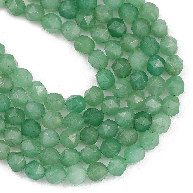 

8MM Faceted Natural Stone Green aventurine Spacers Charm Loose Beads For Jewelry Making DIY bracelet Necklace Accessories