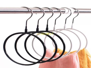 

200pcs/lot Storage Rack Metal Silk Scarf Hanger Round Ring Organizer Toroidal Circle Garment Belt Tie Towel Clothes Shelf Holder