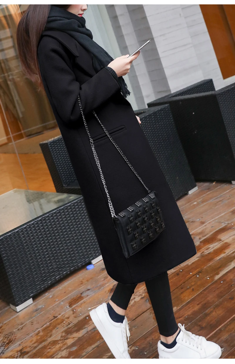 New Ladies' Jacket Fashion Single Breasted Slim Women Autumn Winter Wool Coat Long Wool Coat Spring Autumn Women Wool Coat