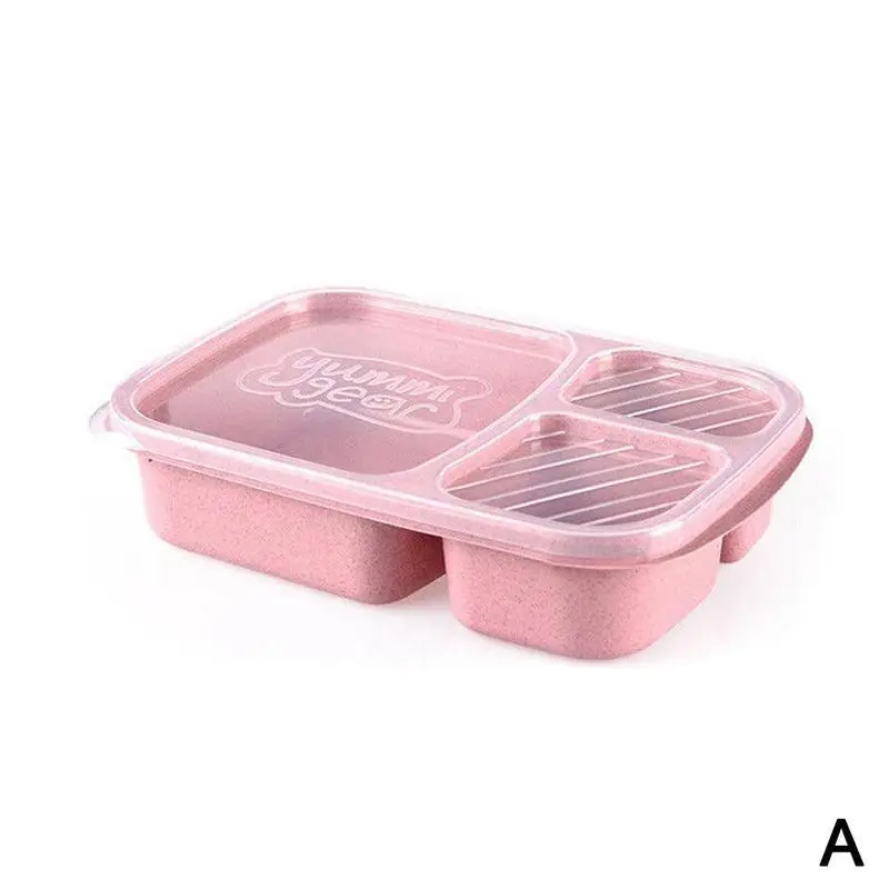 Пшеничное волокно+ PP микроволновая печь Bento Ланч-бокс барбекю еда фрукты контейнер многоразовые переносной ящик для хранения для детей студентов рабочих - Цвет: A