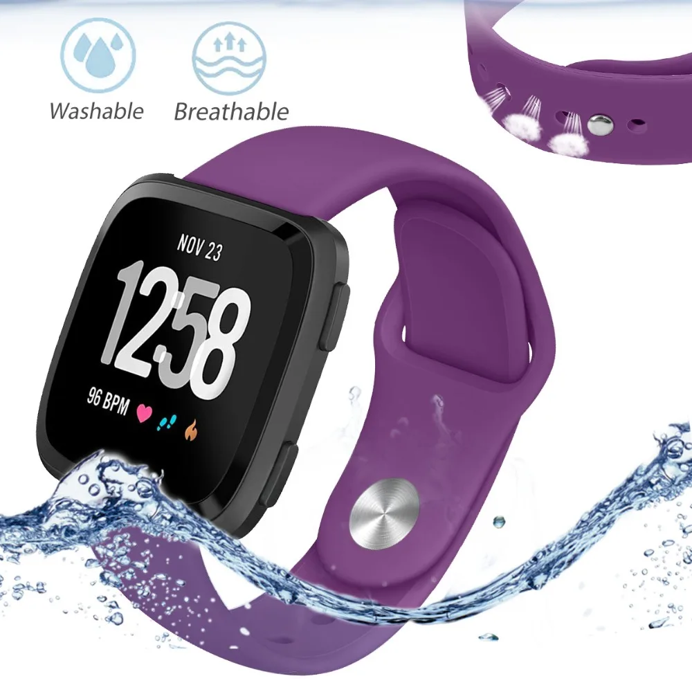 Высококачественный однотонный Браслет для Fitbit Versa 2/Versa Lite водонепроницаемый сменный мягкий силиконовый ремешок для часов Correa
