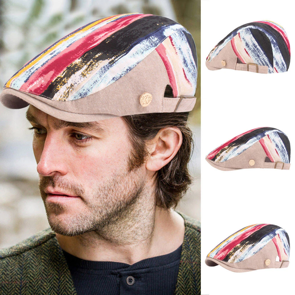 Beret Spring Summer Men Women Cap Adjustable Newsboy Flat Breathable Mesh Solid Plain Herringbone Flat Cap 109