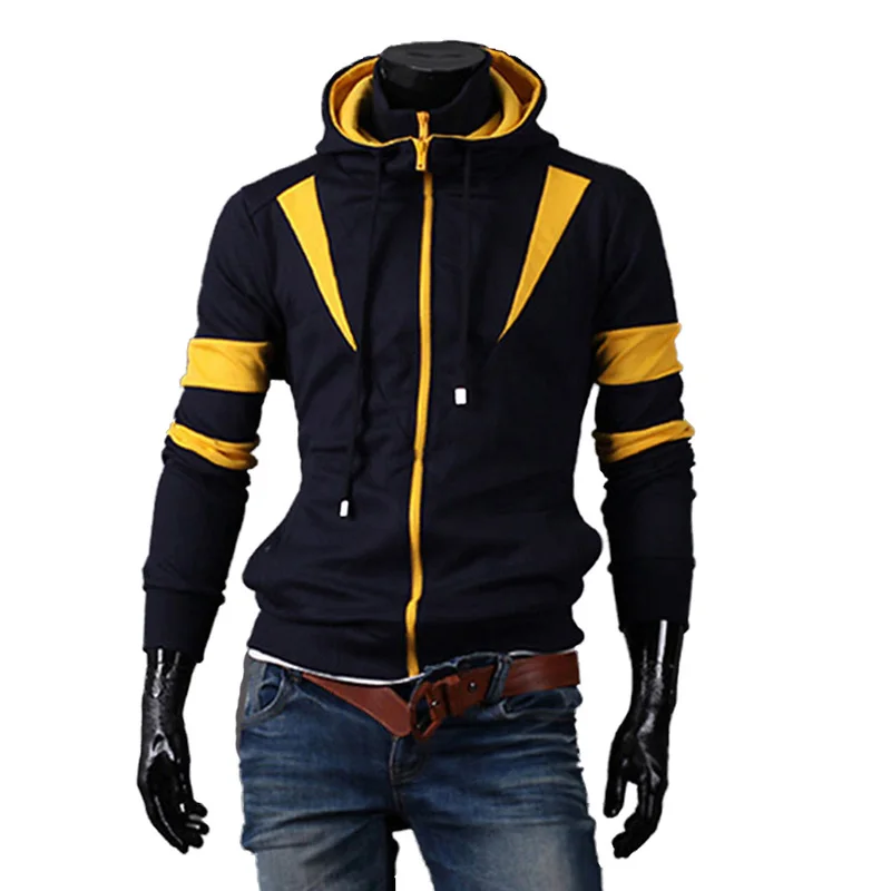 

Winter/Autumn Men Clothing Hoodies Casual Hoodie Zipper Patchwork Hooded Streetwear Hip Hop Male Sweatshirt Black Jacket Outwear
