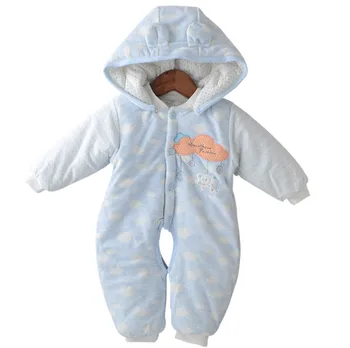 

66-73-80cm, autumn and winter, thickening, jumpsuit, cotton padded clothes, detachable hat, baby, warm, going out, climbing clot