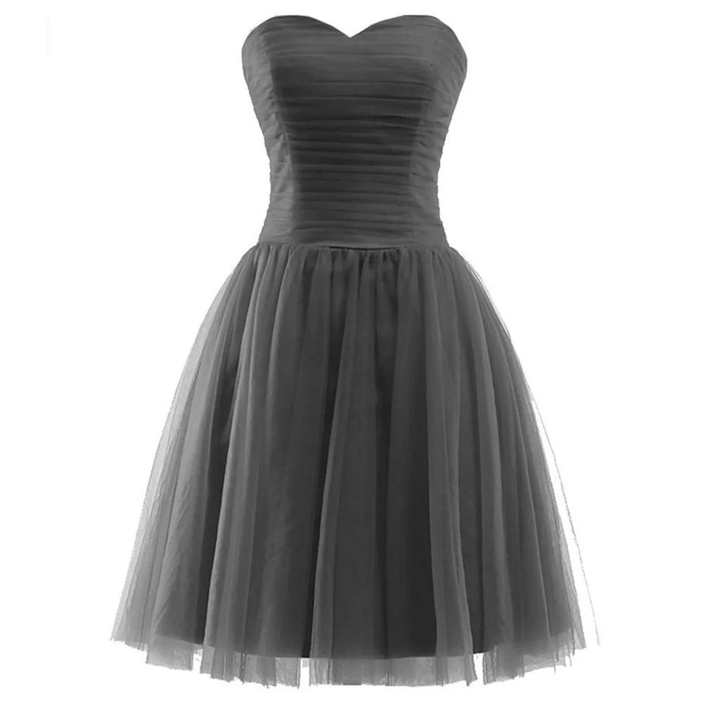 

Stock Tulle A Line Sweetheart Pleat Knee Length Bridesmaid Dresses Wedding party dresses robe de soiree Lace Up