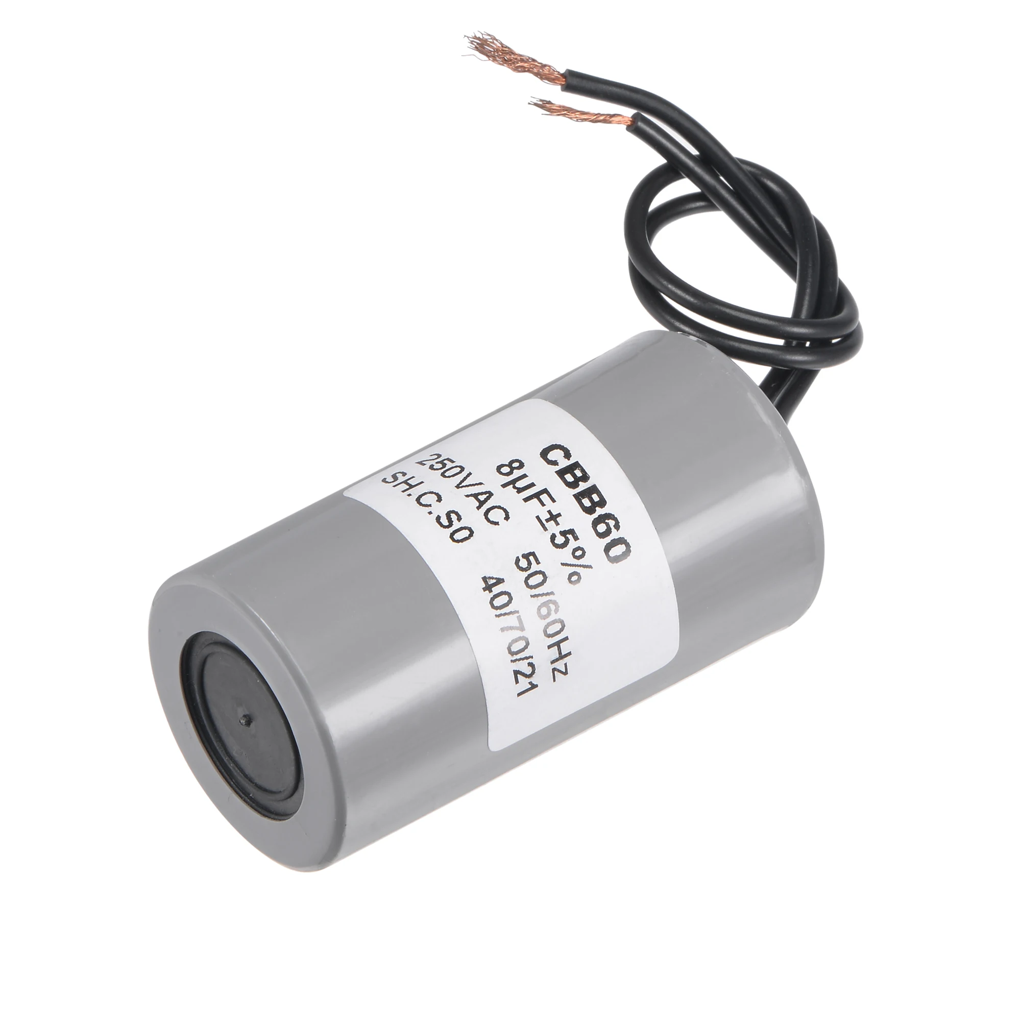 

1Pcs 8uF CBB60 Motor Run Capacitor 250V AC 2 Wires 50/60Hz Cylinder 65x34mm for Air Compressor Water Pump Motor