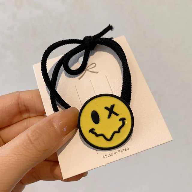 Women Girl Scrunchies Elastic Hair Ties Bands Smile Face Yellow Summer Fashion Korean Mujer Head Accessories Hyuna Wholesale Army Green