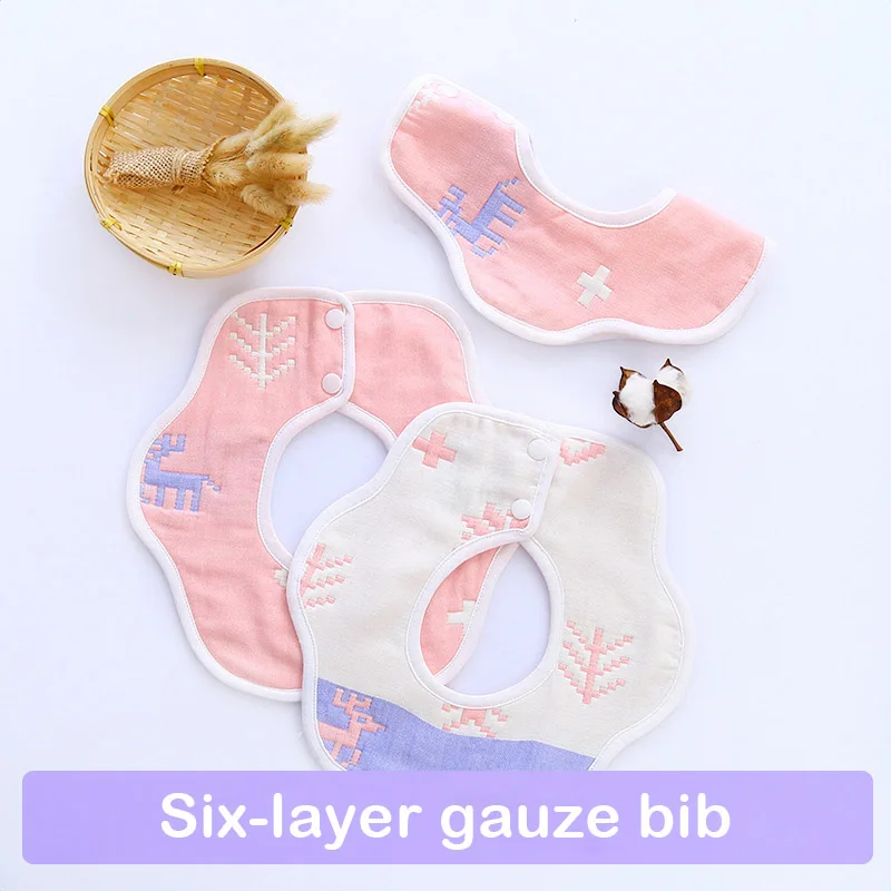 pink snow deer Слюнявчики нагрудники полотенца вращающийся на 360 градусов дышащий многоразовый Для детей Детское Кормление горячая распродажа - Цвет: pink snow deer