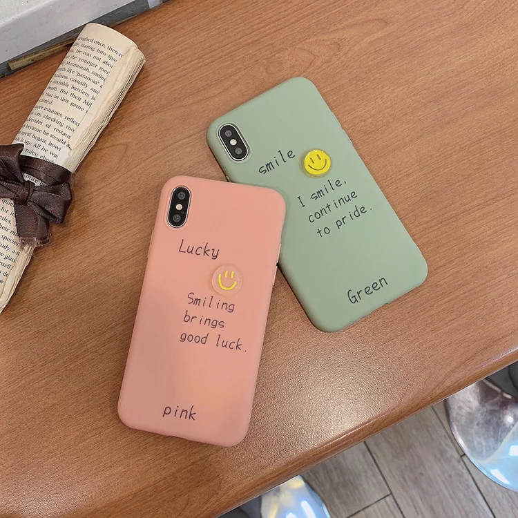 

For English TPU smiley lucky iPhoneXs Max Apple X mobile phone case XR 8plus/6s/7 soft cover