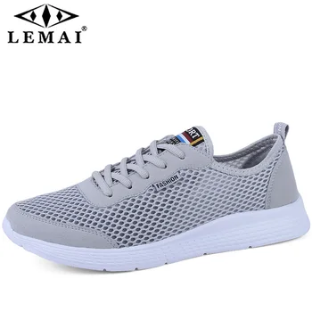 

LEMAI 35-49 Male Sneakers Mesh Outdoor Breathable Men's 4-Colors Adult Non-Slip Casual Shoes
