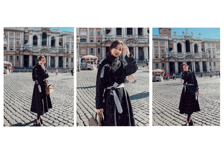 Длинное пальто-Тренч Casacos Feminino manteau femme женская мода Moda Mujer размера плюс винтажная Элегантная туника Корейская одежда