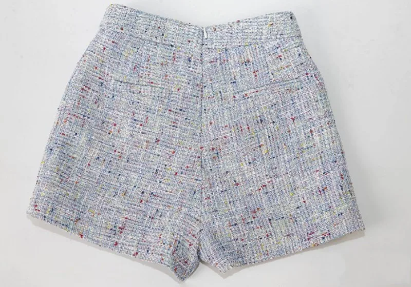 Качественные винтажные женские твидовые комплекты из 2 предметов для мальчиков, двубортный ассиметричный пиджак с отворотом, высокая