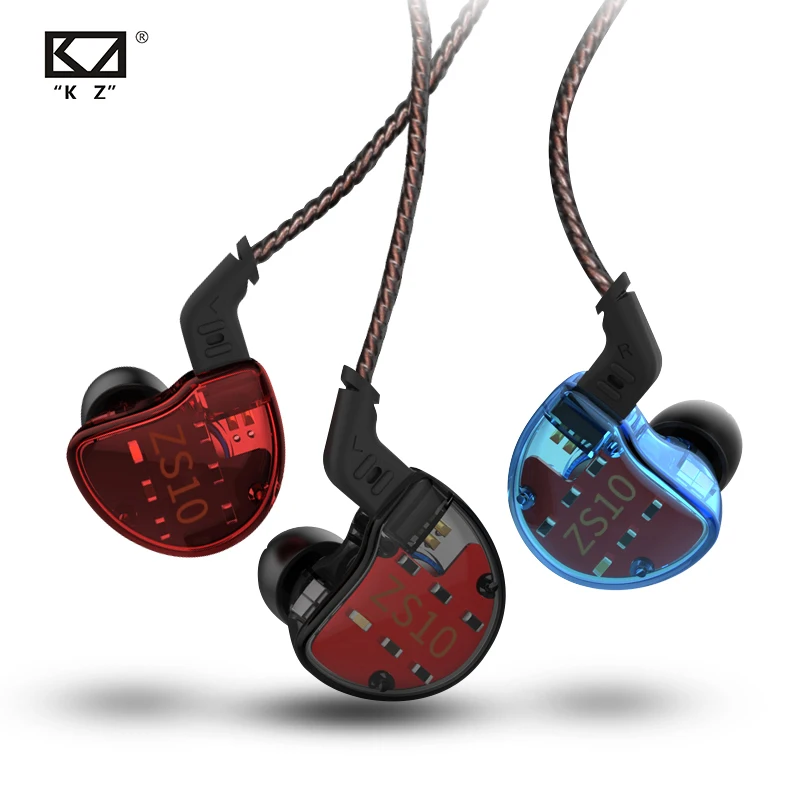 Наушники KZ с гибридной технологией 4BA + 1 DD наушники Hi Fi басс монитор DJ ZS6 AS10 ZST ES4 ED16