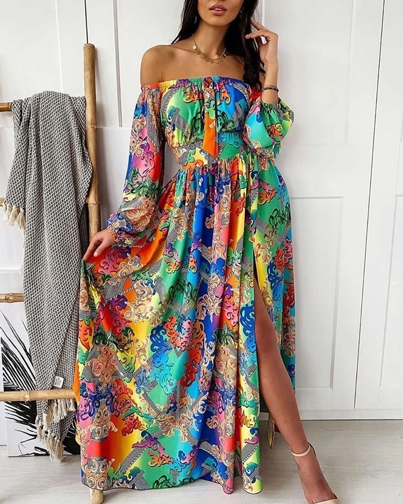 Boho Floral Dress Women Summer Off 