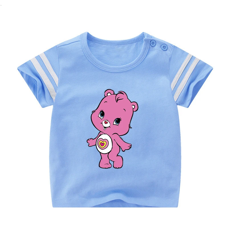 Для мальчиков или девочек, Care Bears с персонажами из мультфильмов, детская спортивная футболка из натуральной детская футболка для маленьких мальчиков летние топы с рисунком из аниме cartoonTees - Цвет: as picture