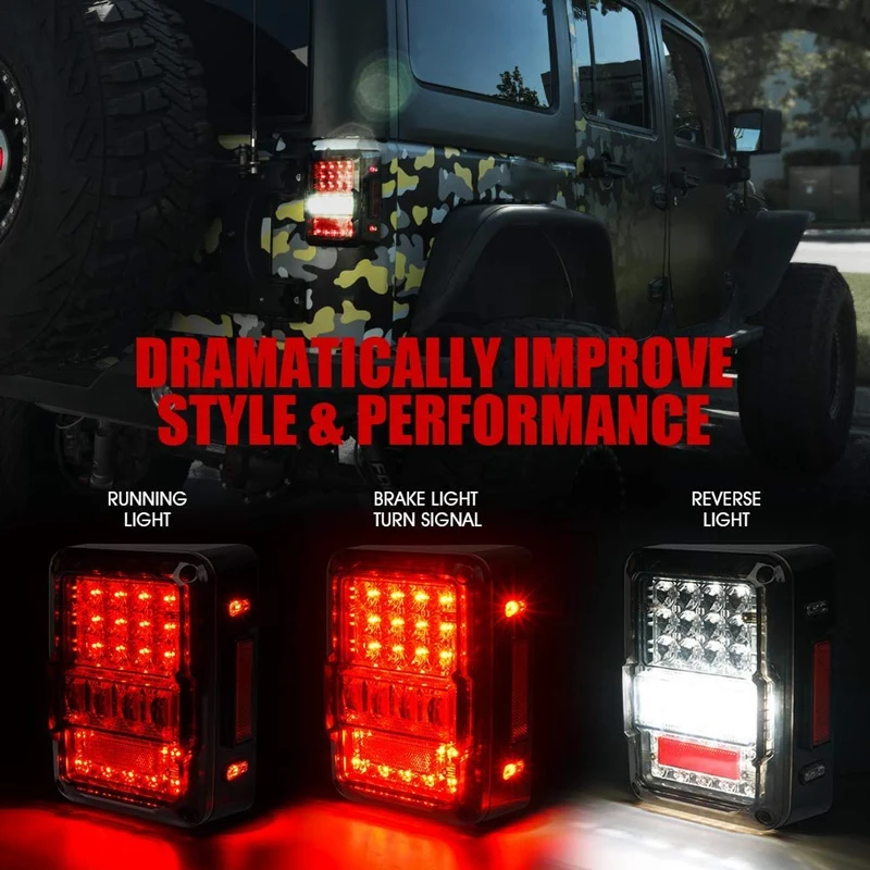 Дымовая линза светодиодный задний светильник s для 2007- Jeep Wrangler JK JKU, высокоинтенсивный светодиодный задний светильник s с парковочным светильник, знак поворота тормоза