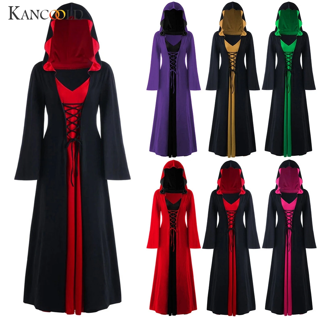 

KANCOOLD Halloween Cosplay Costumes Scary Vampire Witch Costume for Women Medieval Victorian Masquerade Costume Maxi Dress