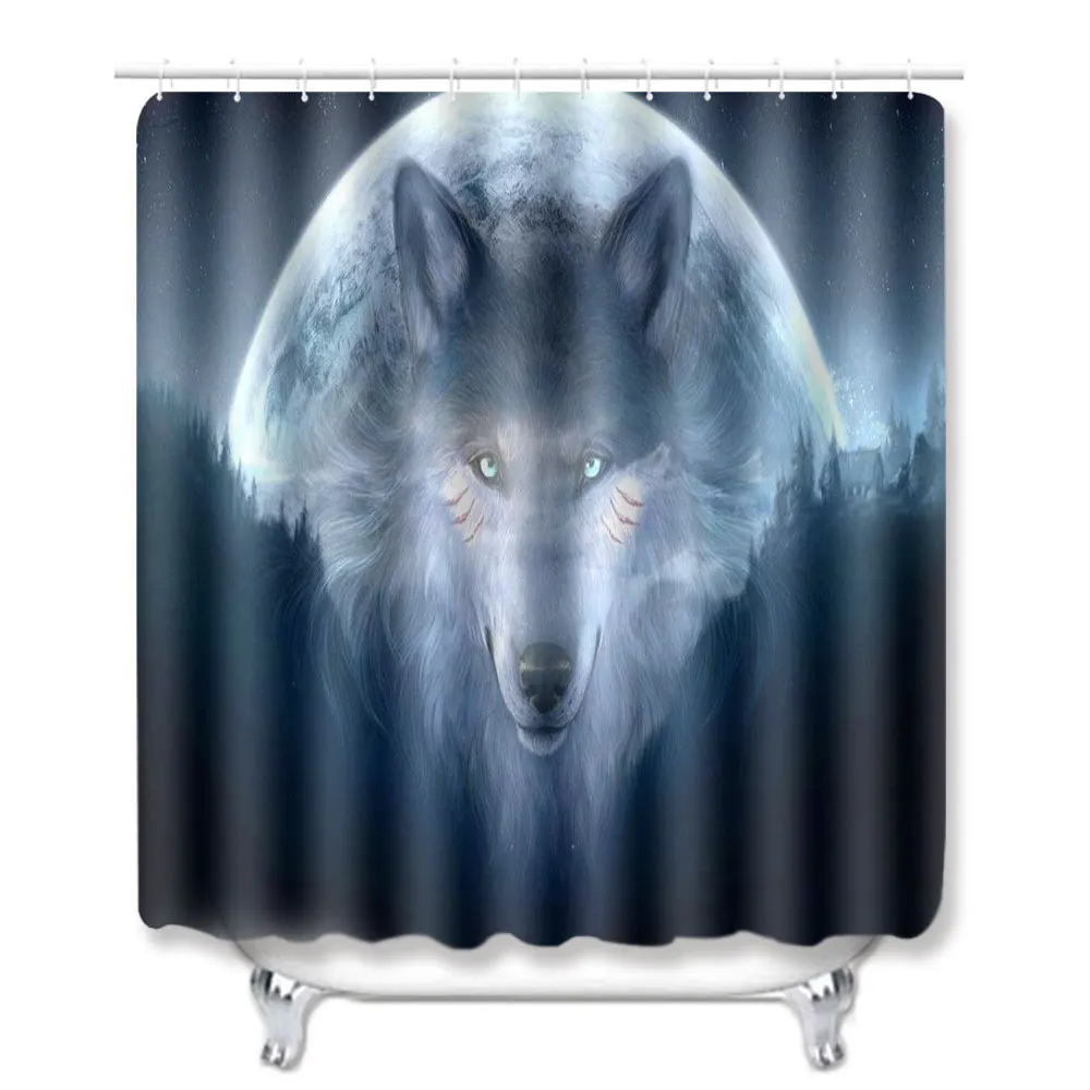 3D Wild Wolf занавеска для душа, для ванной комнаты, водонепроницаемый полиэстер, занавеска для душа, принт с животными, занавеска для ванной, занавеска для душа