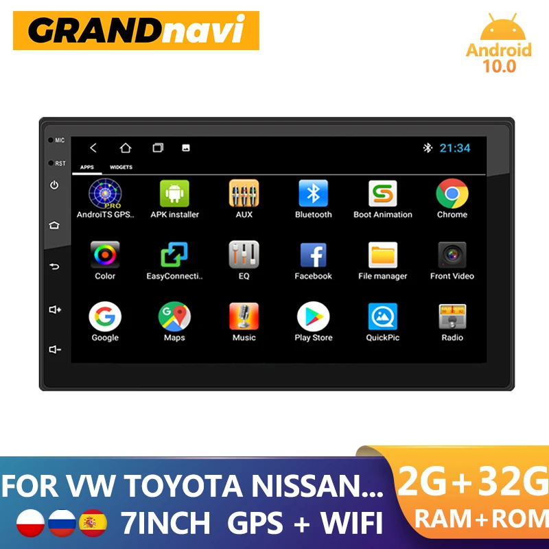 GRAND 2 Din Android Car Radio GPS Multimedia Video Player 2.5D Navigation Bluetooth Autoradio 2din For VW Toyota Nissan Hyundai |