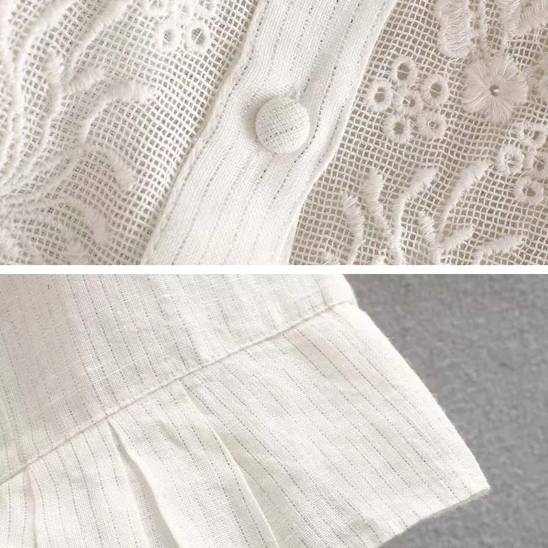 Белая плиссированная кружевная блузка новинка 2020 Элегантные повседневные топы