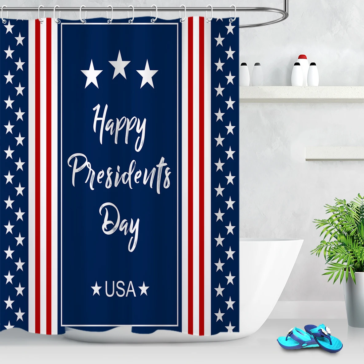 Happy US President's Day занавеска для душа для ванной комнаты полиэстер ткань звезды и полосы печати водонепроницаемый для ванной занавески s Набор