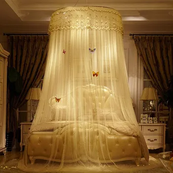 

Dome ceiling mosquito net landing 1.2m bed double bed household bed Princess wind free installation of 1.5m ceiling paper tent