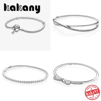 

KAKANY Eternal Stone Inlaid Sparkling Bow Stackable Bracelet Bracelet for Women Silver 925 Jewelry Fashion Chic Lady Style