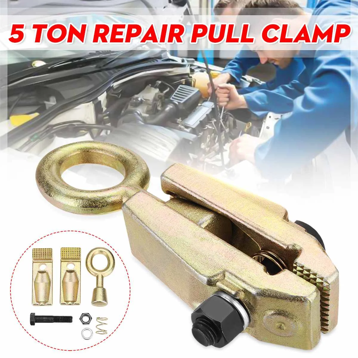 5 Ton Repair Pull Clamp Grips Top & Straight 2-Way Self-Tightening Auto Body Single Way Frame Back afbeelding